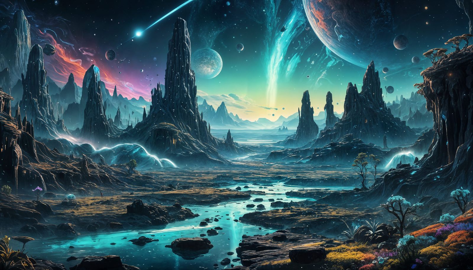 Floating Oasis on a Deserted Planet Amidst Cosmic Ice Storm