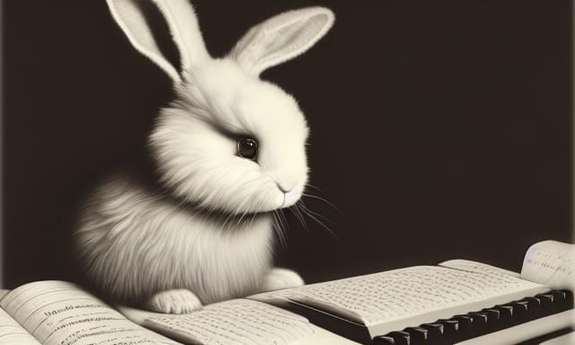 Several serious composer bunniess