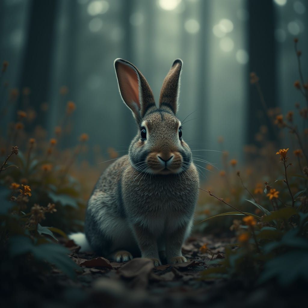 Whimsical Forest Encounter in Atmospheric Realism