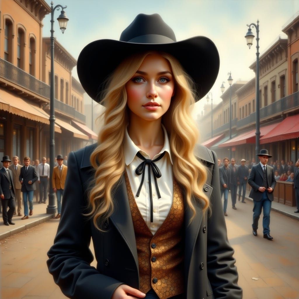 Western Woman in Oil Painting Style