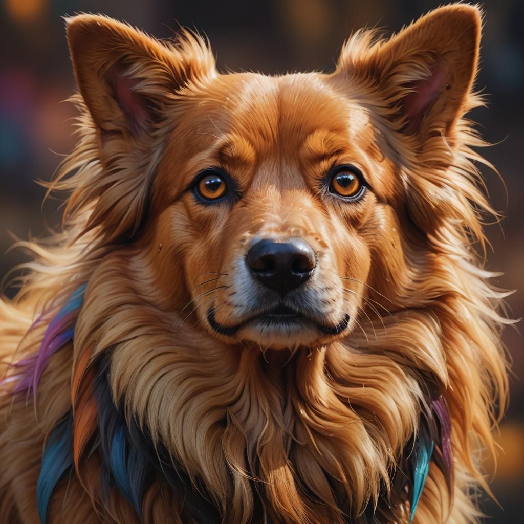 Caramel Dog Portrait in Digital Art Style