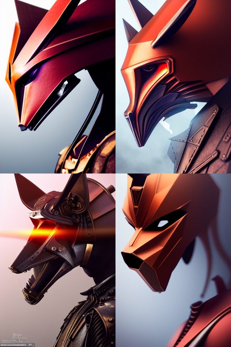 Fox Mempo Mask Samurai in Dieselpunk Style