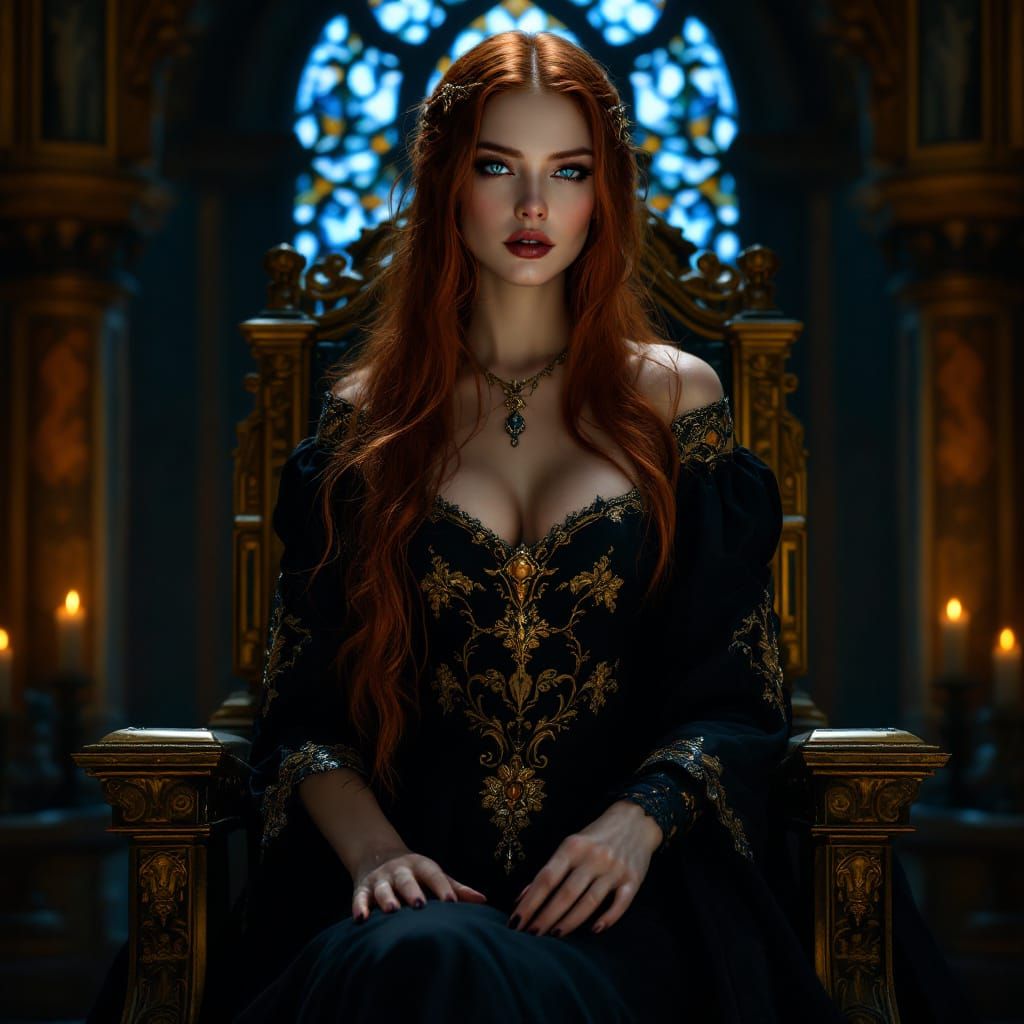 Redhead Vampire Princess in Art Nouveau Style