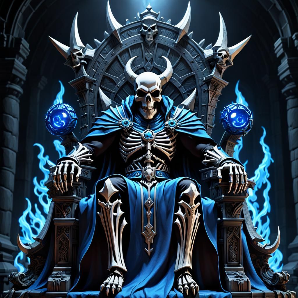 Skull Sorcerer on Bone Throne, 3D Render