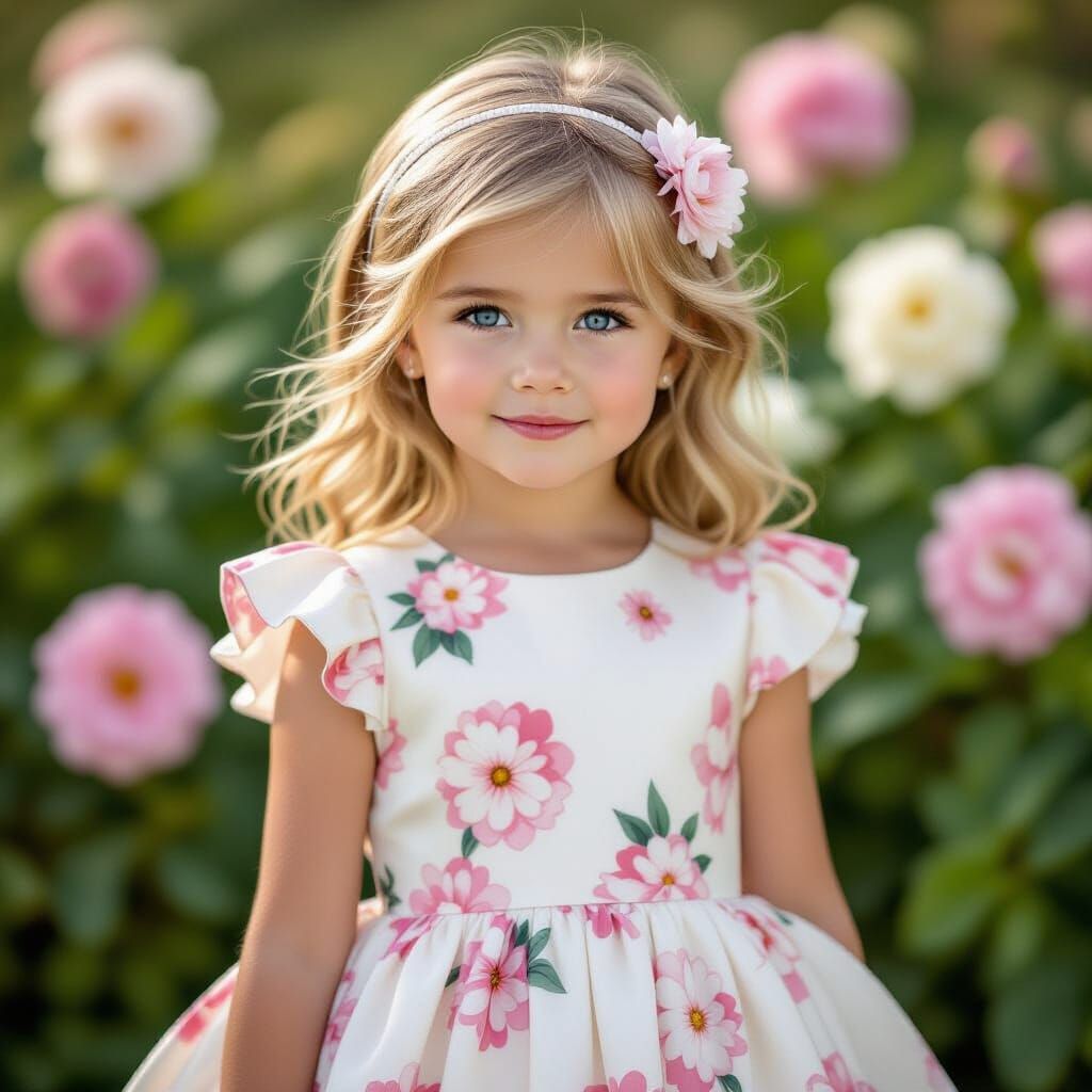 Girl in Pink Flower Dress Portrait