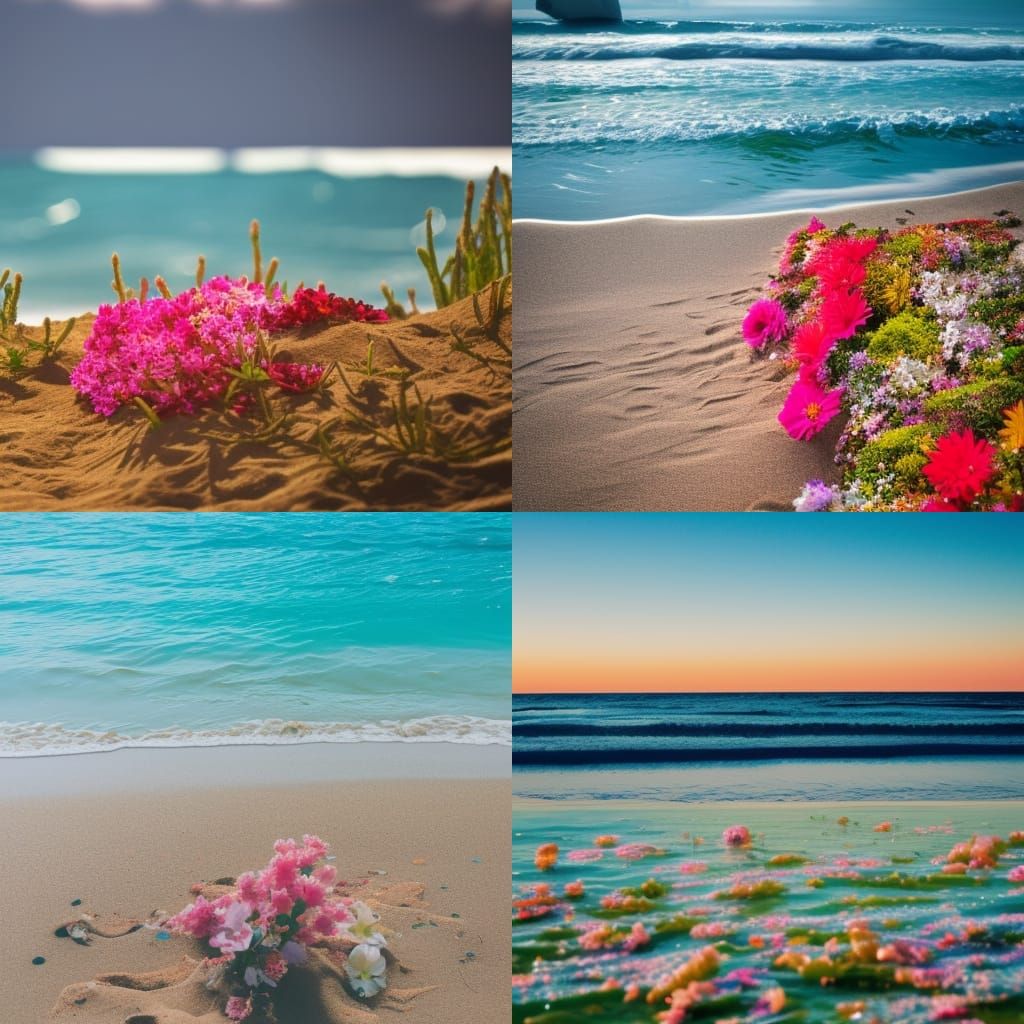 Ocean Landscape with Flowers: Professional Photography