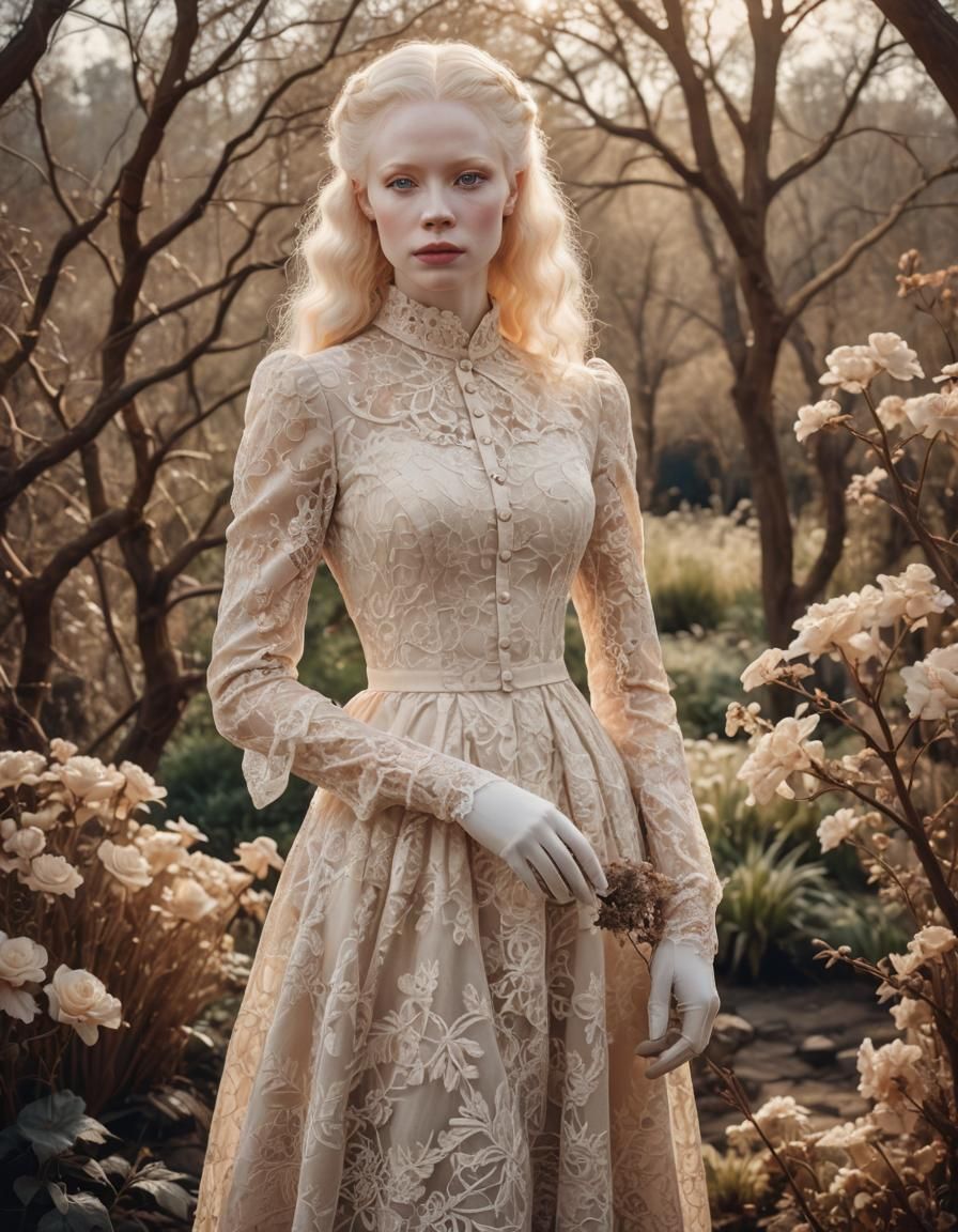 Albino Woman in Victorian Dress Fine Art Portrait