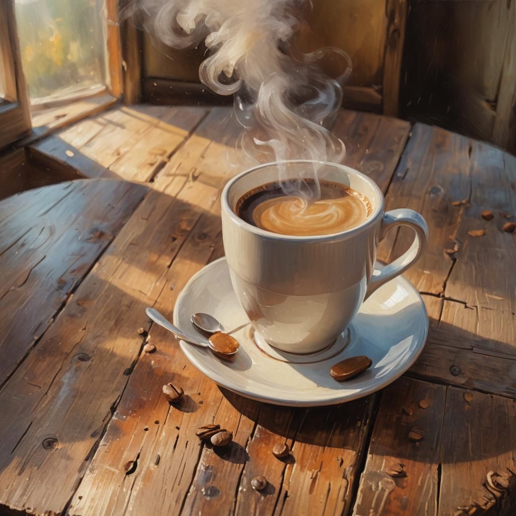 Impressionist Coffee Cup in Morning Light