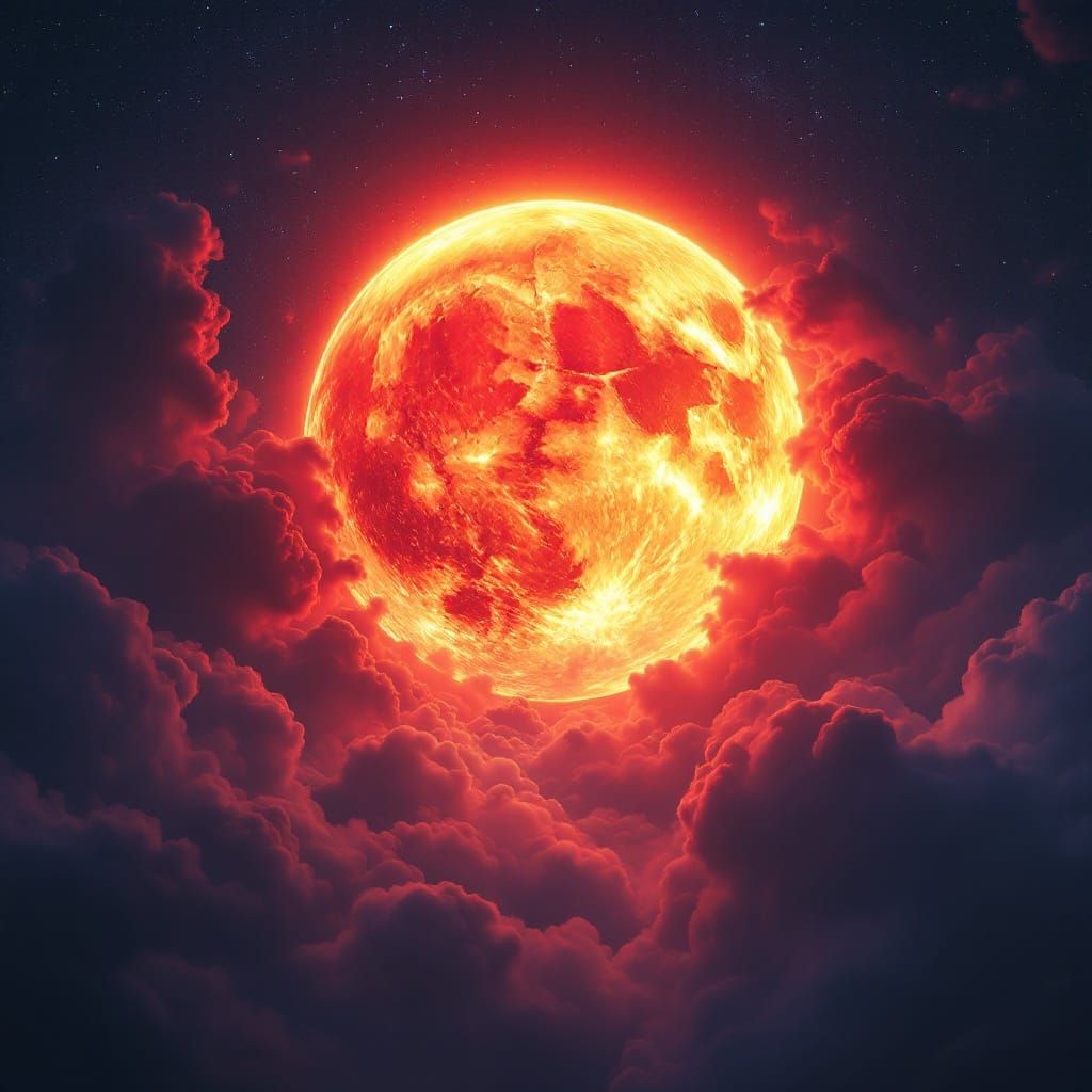Majestic Full Bloodmoon in Dreamlike Atmosphere