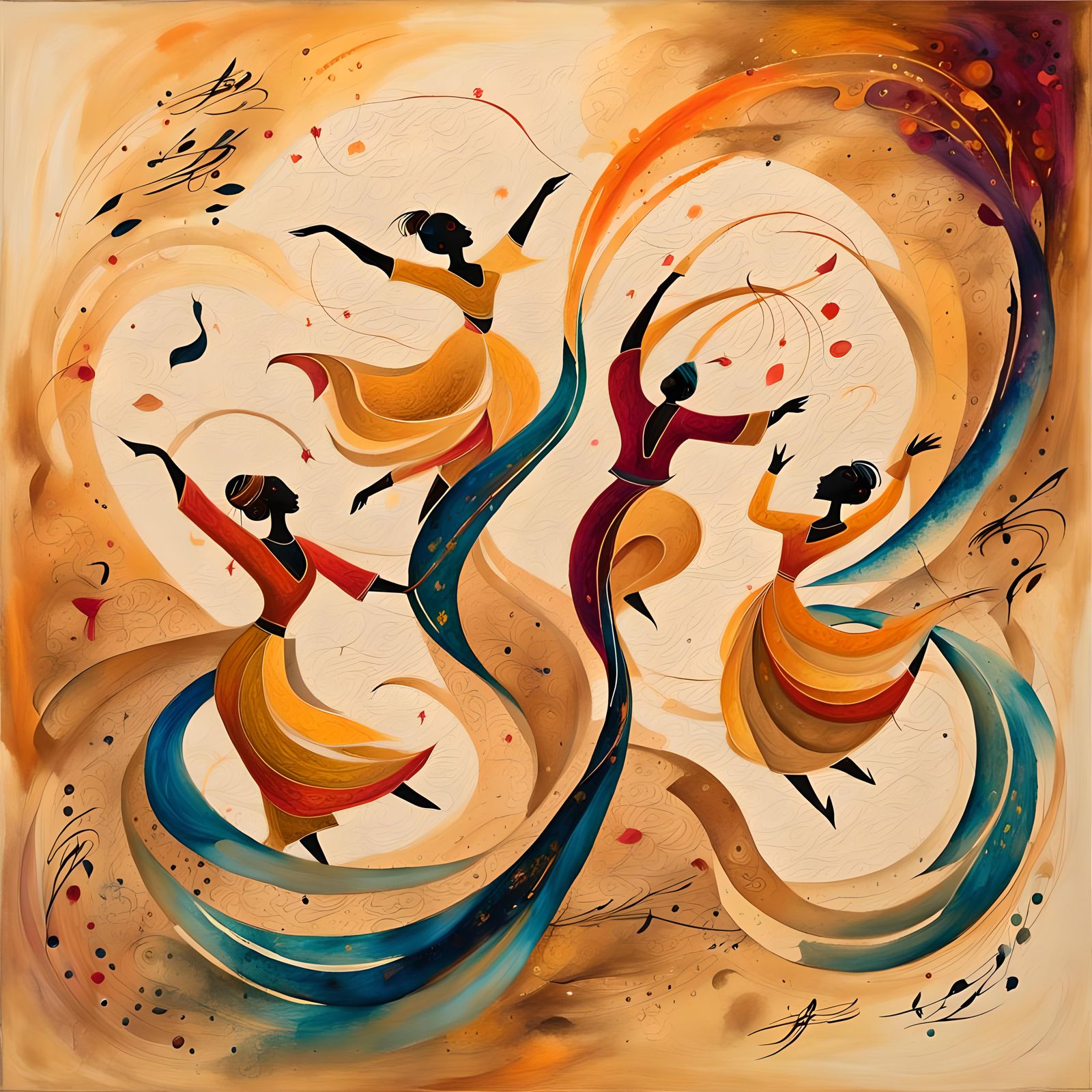 Gouache Calligraphy Impressionist Style Masterpiece