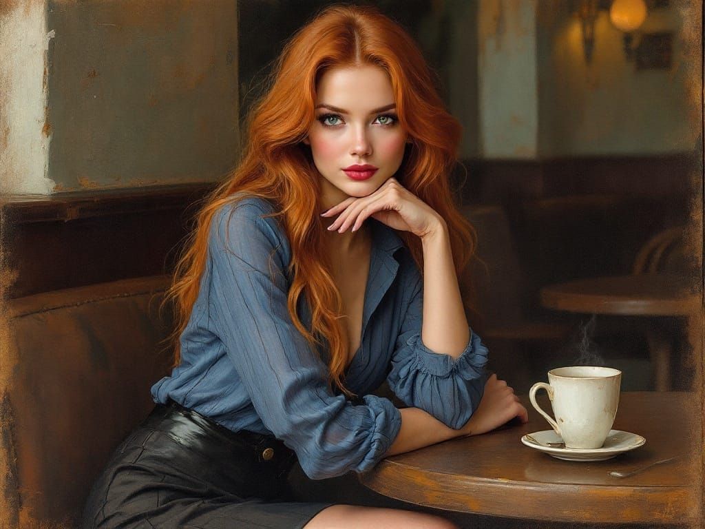 A Realistic Portrait in Earthy Tones, Inspired by Courbet's....