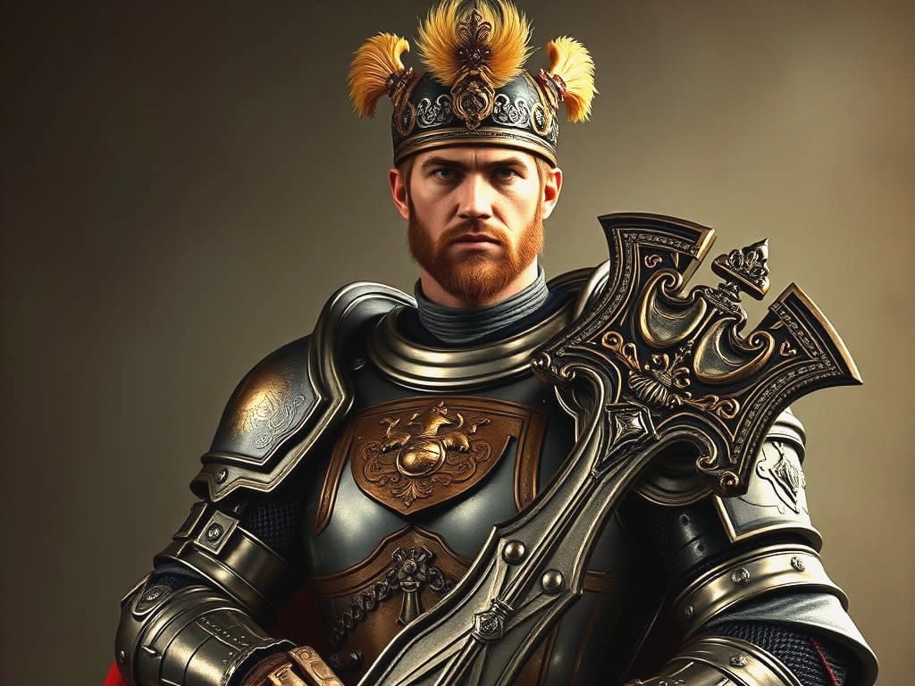 Majestic Helvetic Warrior in Regal Attire