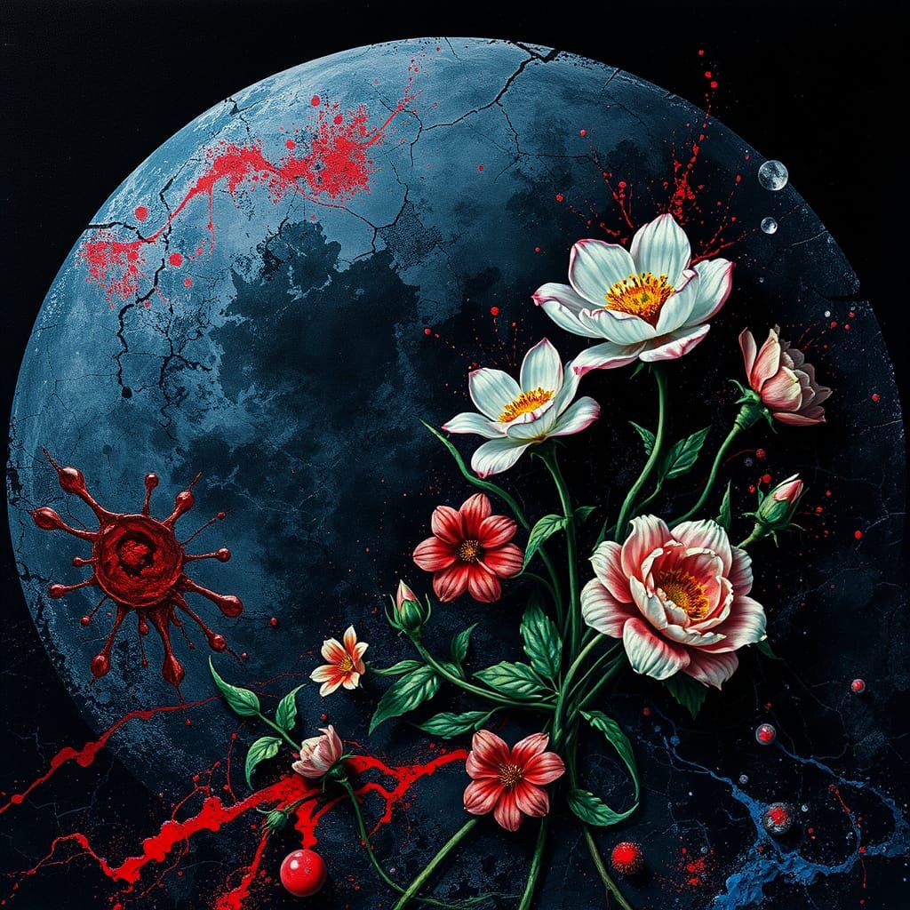 Flowers Bloom on Lunar Surface with Alcohol Ink