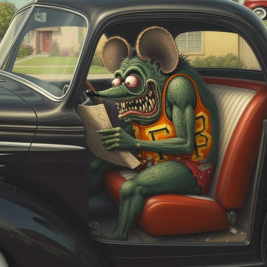 Rat Fink Road Trip Revival in 50s Hot Rod Style