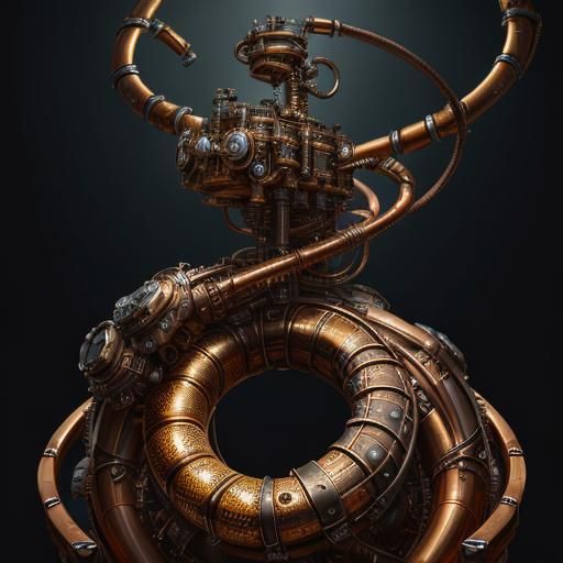 Steampunk Mechanical Snake Bursting From Sci-Fi Background