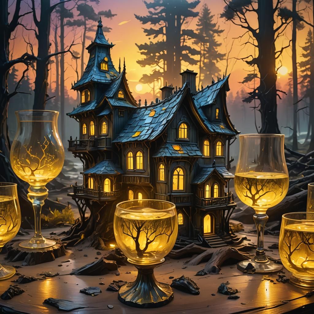 Haunted House in Glass: Cinematic Digital Painting