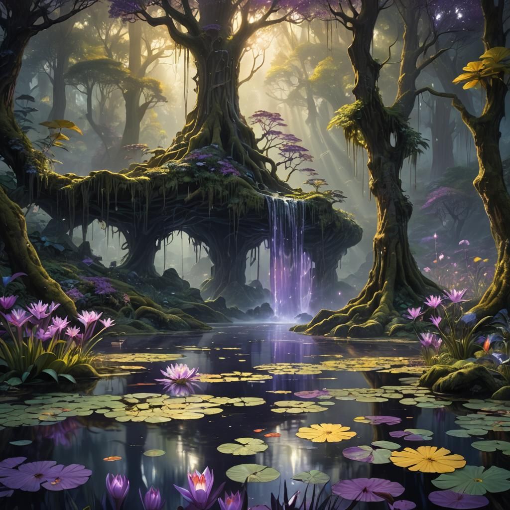 Enchanted Forest Glade in Dark Fantasy Art Style