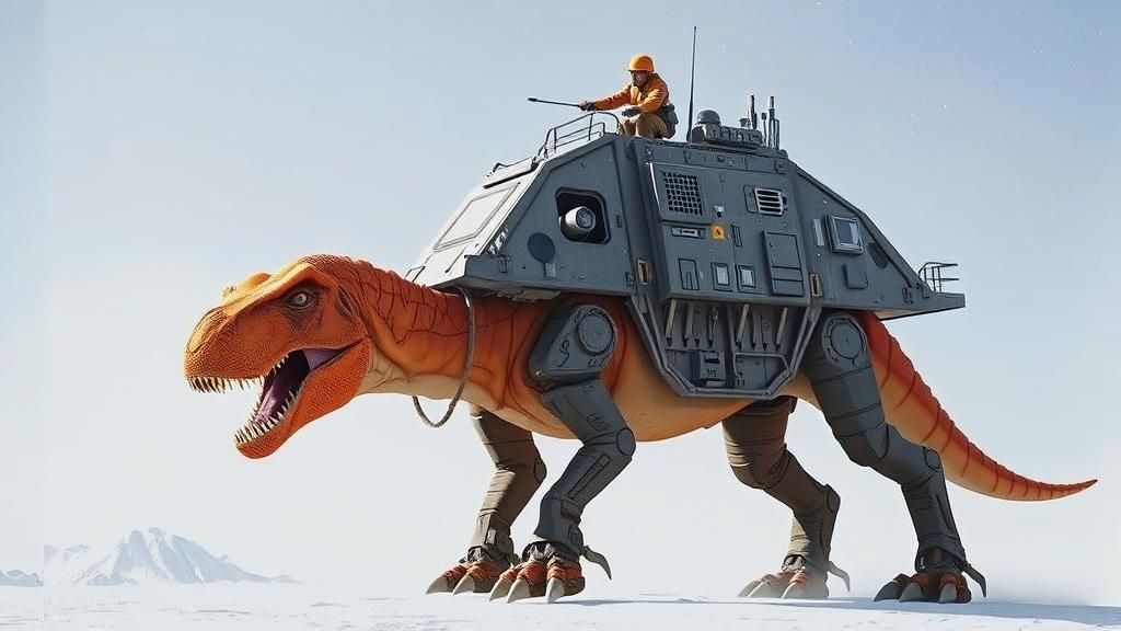 Orange T-Rex Walker Resembling an AT-AT