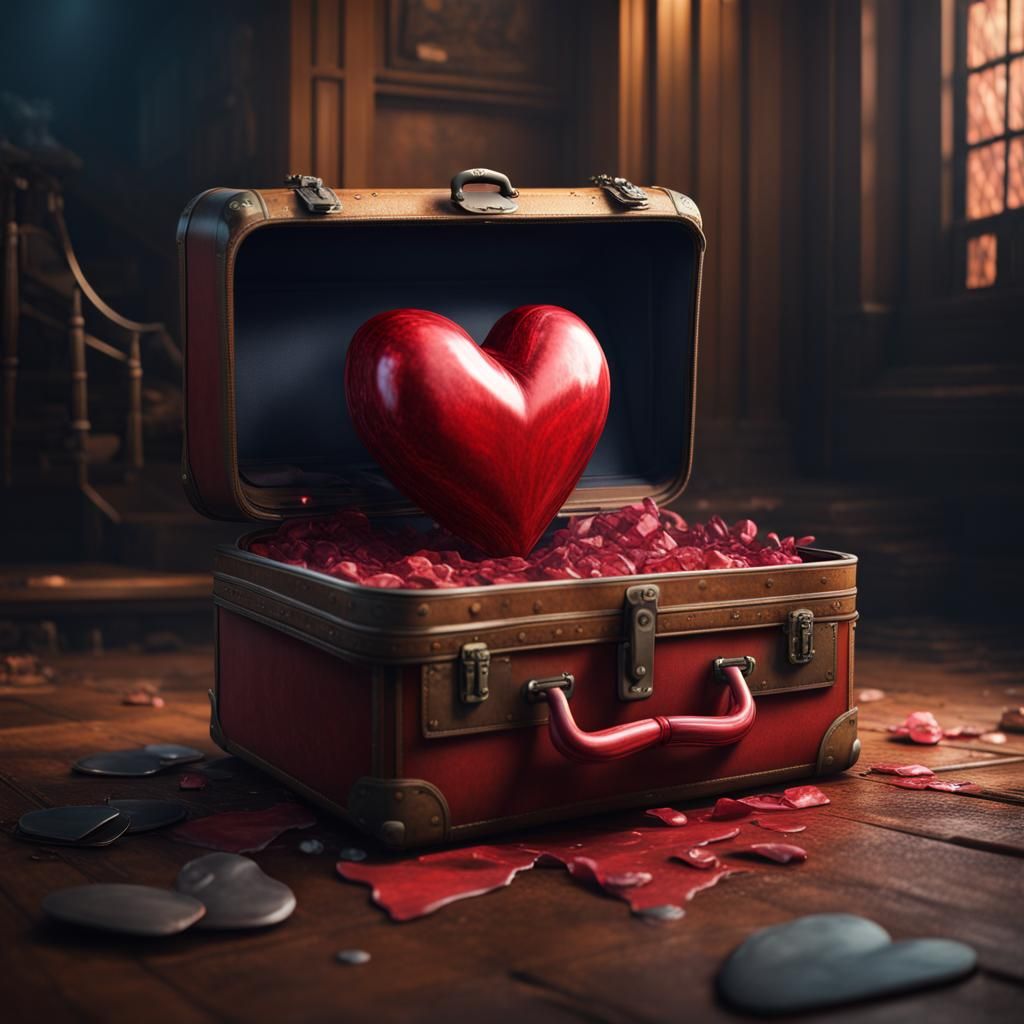Heart Inside Suitcase: Detailed Matte Painting