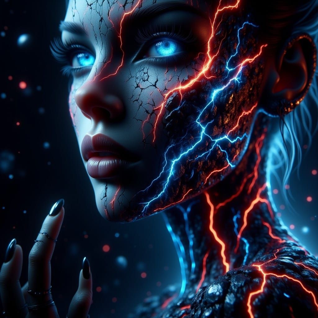 Ominous Agony Displayed with Chains and Black Lightning