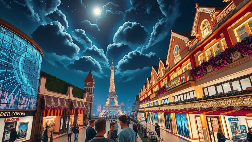 Vibrant Dream City of Love in a Lively Mall World