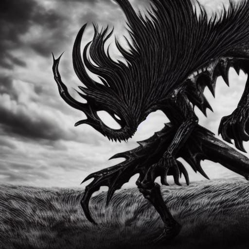 Horrific Monster in Gloomy Manga Style