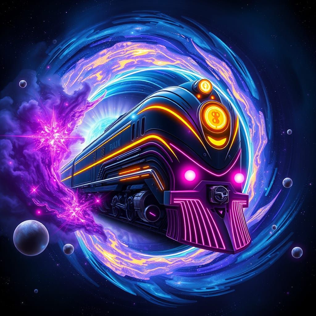 Cosmic Train Blazes Through Time Portal in Space