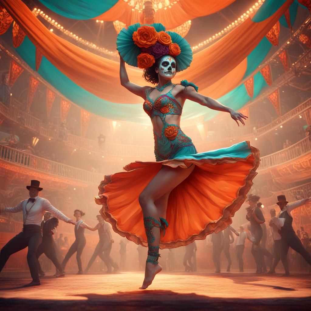 Day of the Dead Acrobat in Mexican Circus