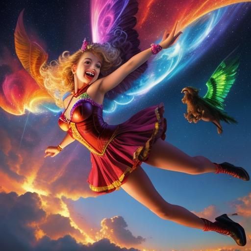Bouncy Castle Dancers in Dreamlike Fantasy Art