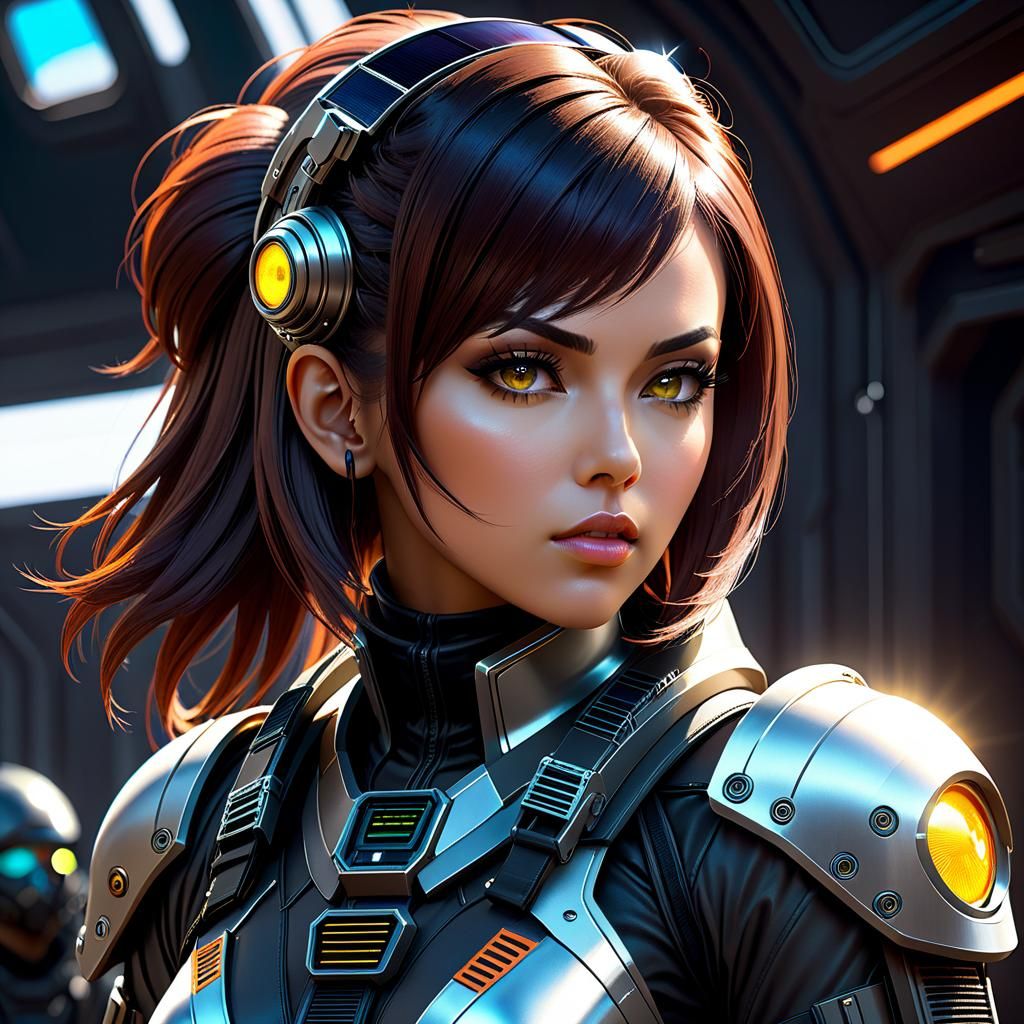 Futuristic Solarpunk Soldier in Sci-Fi Landscape