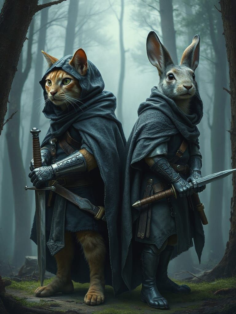 Fierce Feline and Rabid Rabbit Prepare for Battle in Dark Fa...