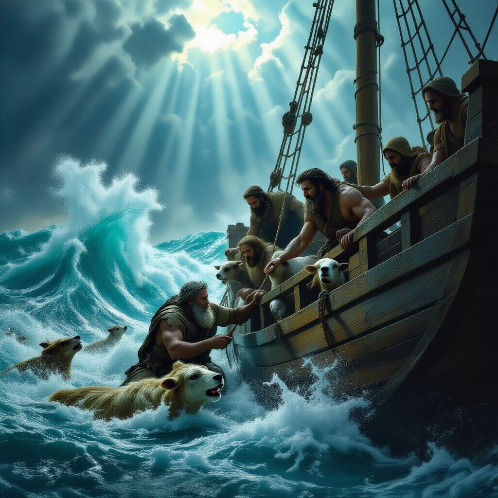 Noah's Ark in Chaos During Flood, Baroque Style