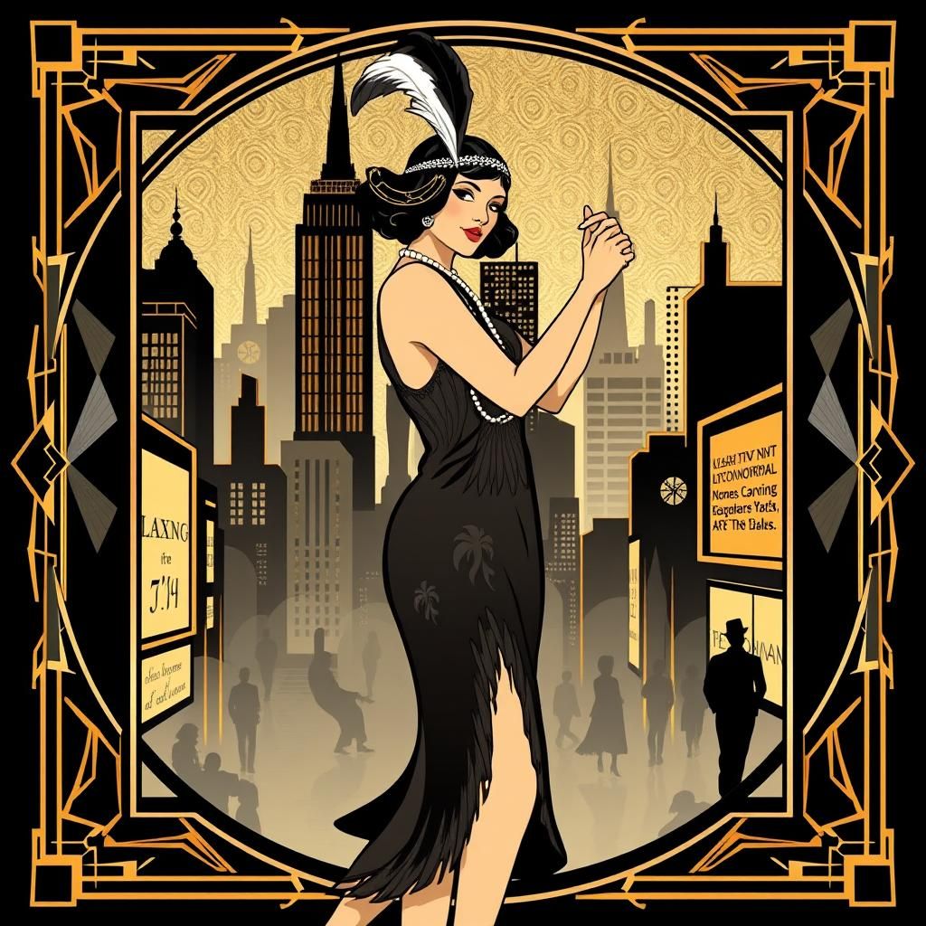 Art Deco Flapper Dancing the Charleston