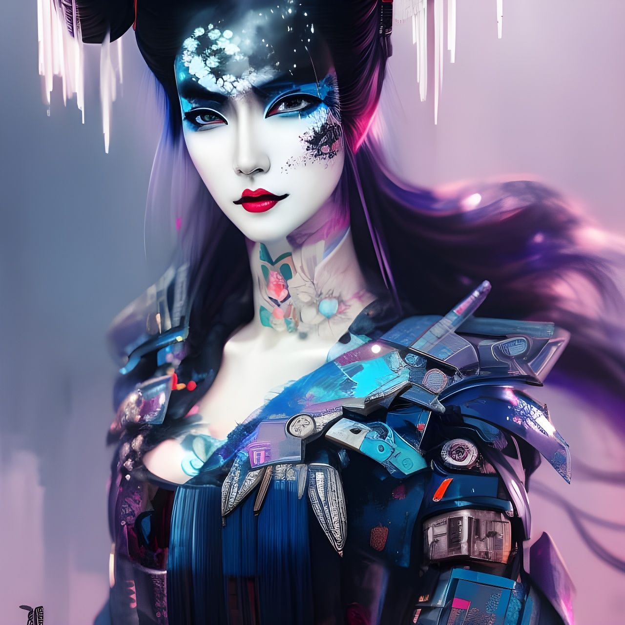 Indigo Cyberpunk Geisha III