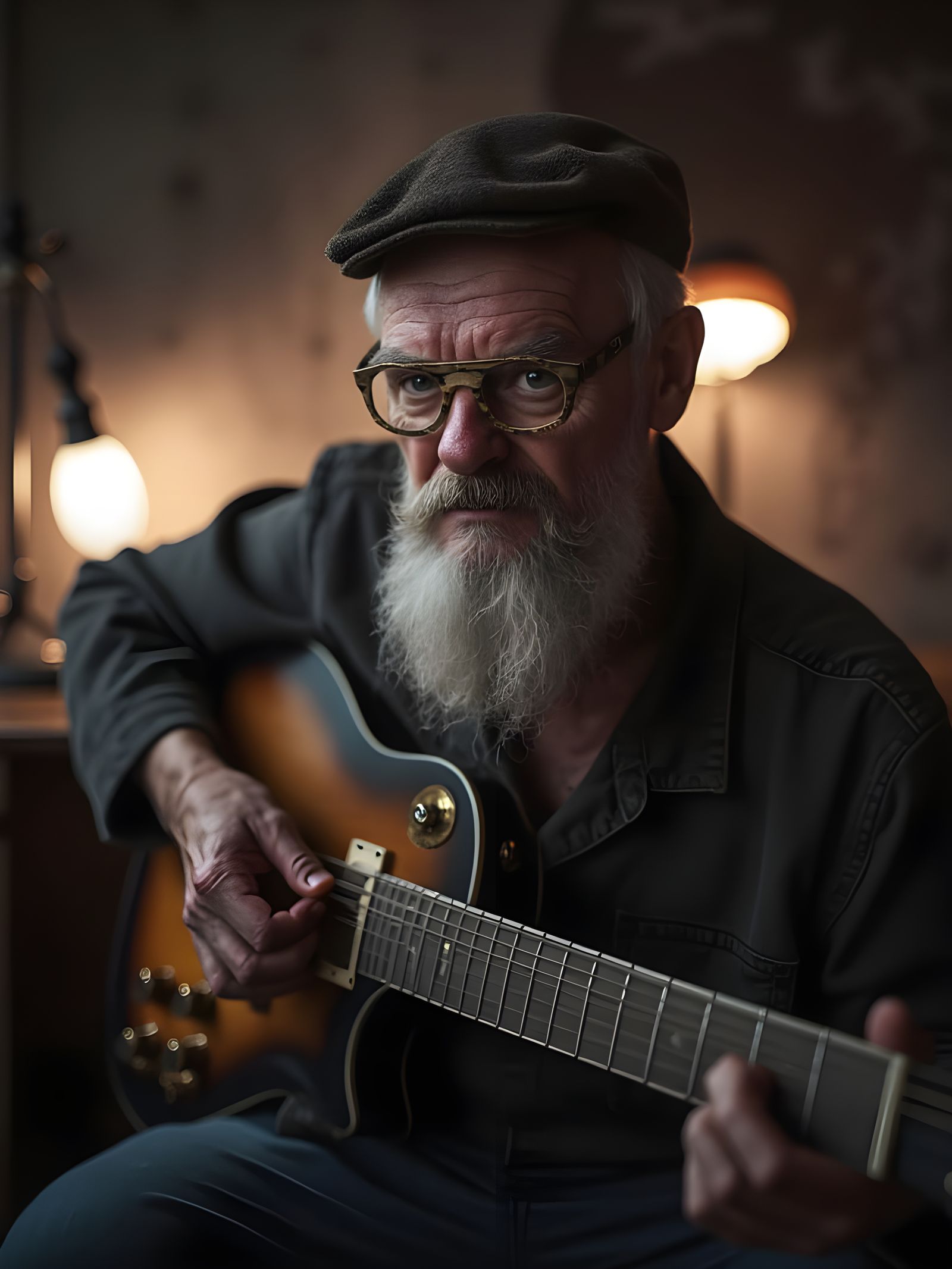 Hyperrealistic Image of an Aging Rocker