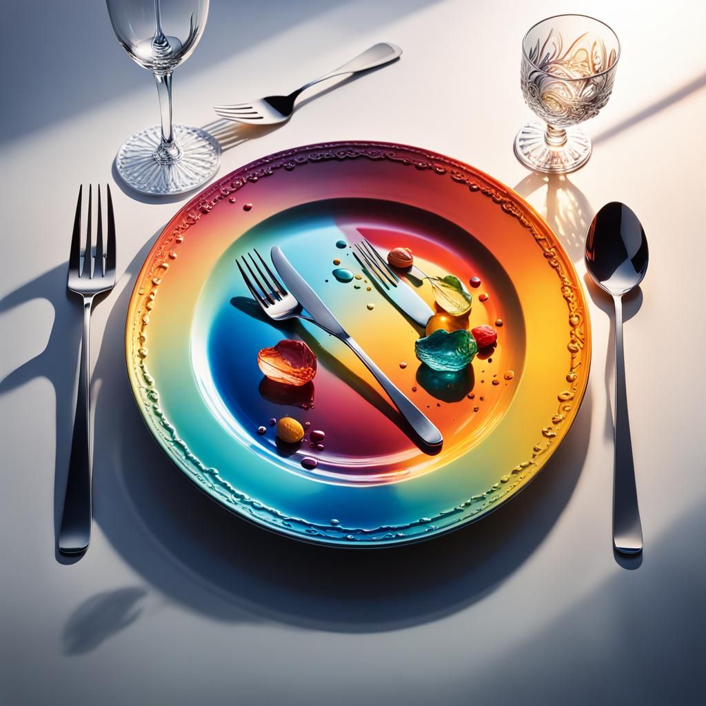 Hyperrealistic Table Setting with Dramatic Lighting