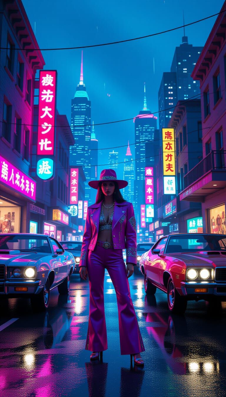 Retro-Futuristic Cityscape in Syd Mead Style