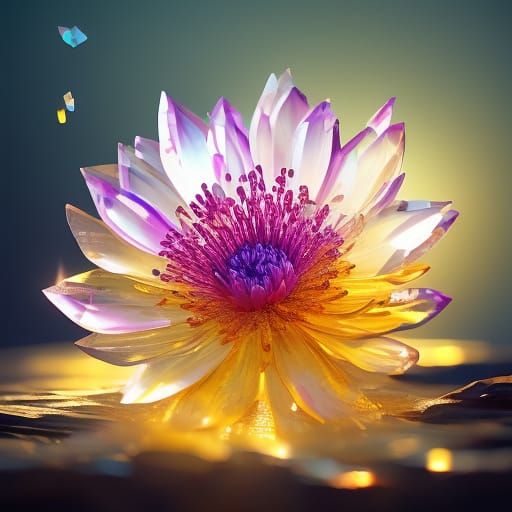 Hollow Crystal Bloom in Surreal Oil Painting