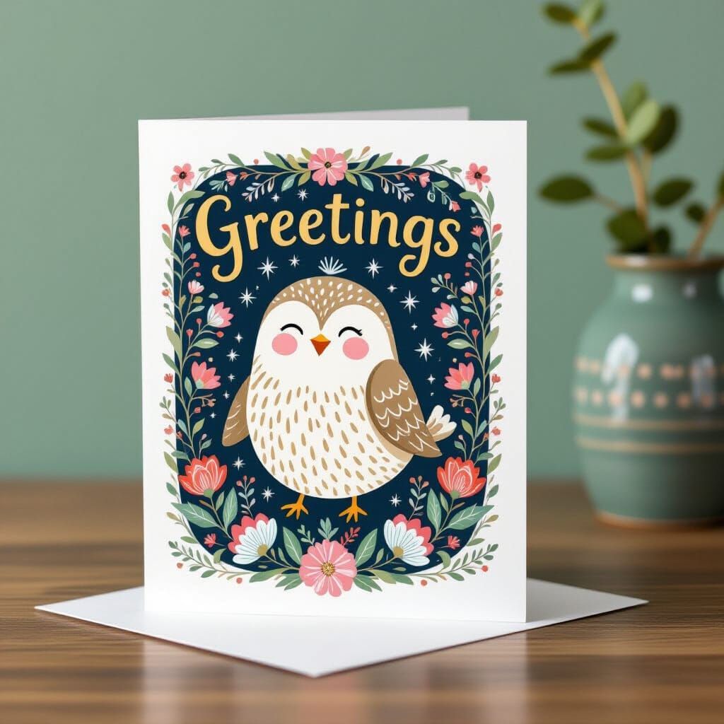Elegant Greetings Card with Floral Design