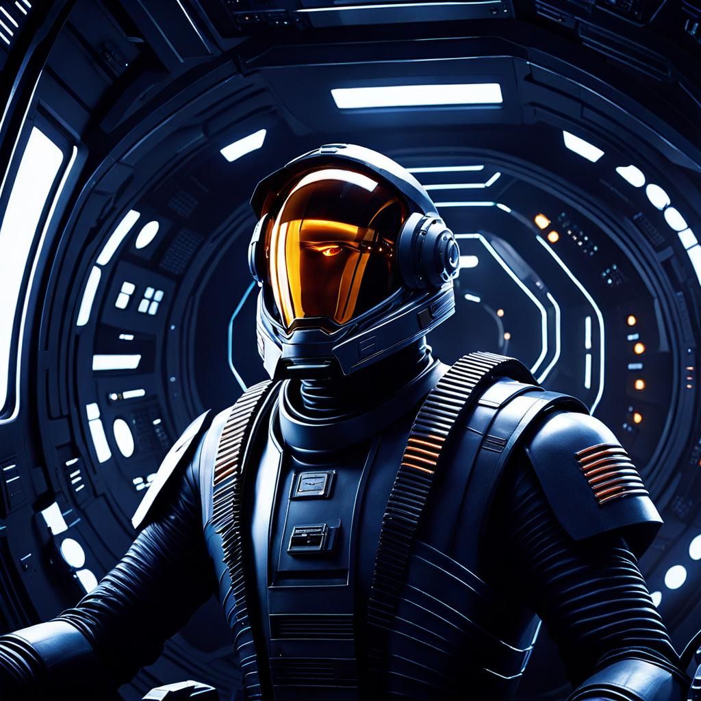 Sci-Fi Hero Portrait in Spaceship, Digital Matte Painting