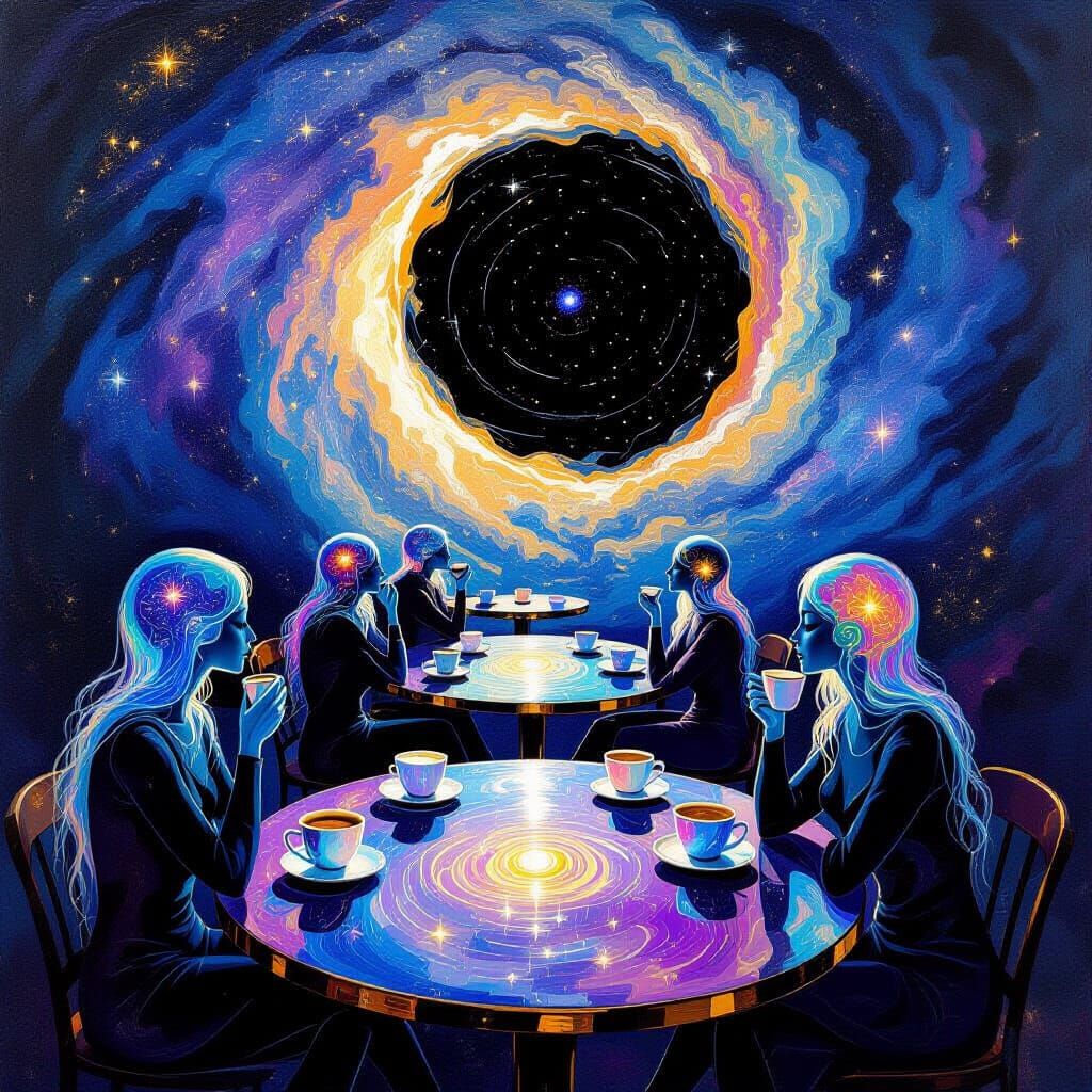 Surreal Cosmic Cafe at the Edge of a Black Hole