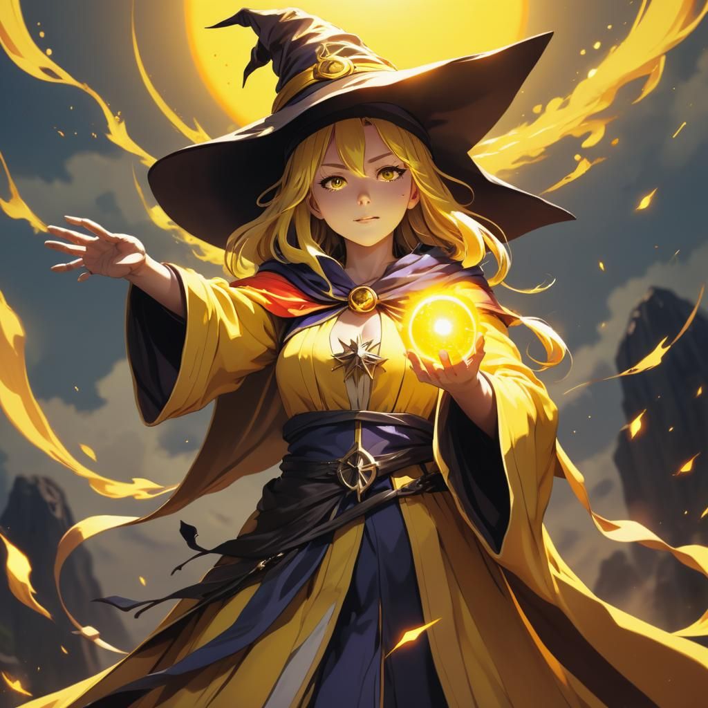 Anime Female Wizard Casting Spell in Sunlight