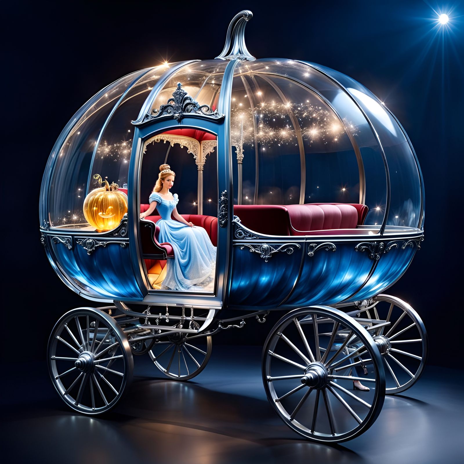 Cinderella's Magical Pumpkin Carriage on a Medieval Road