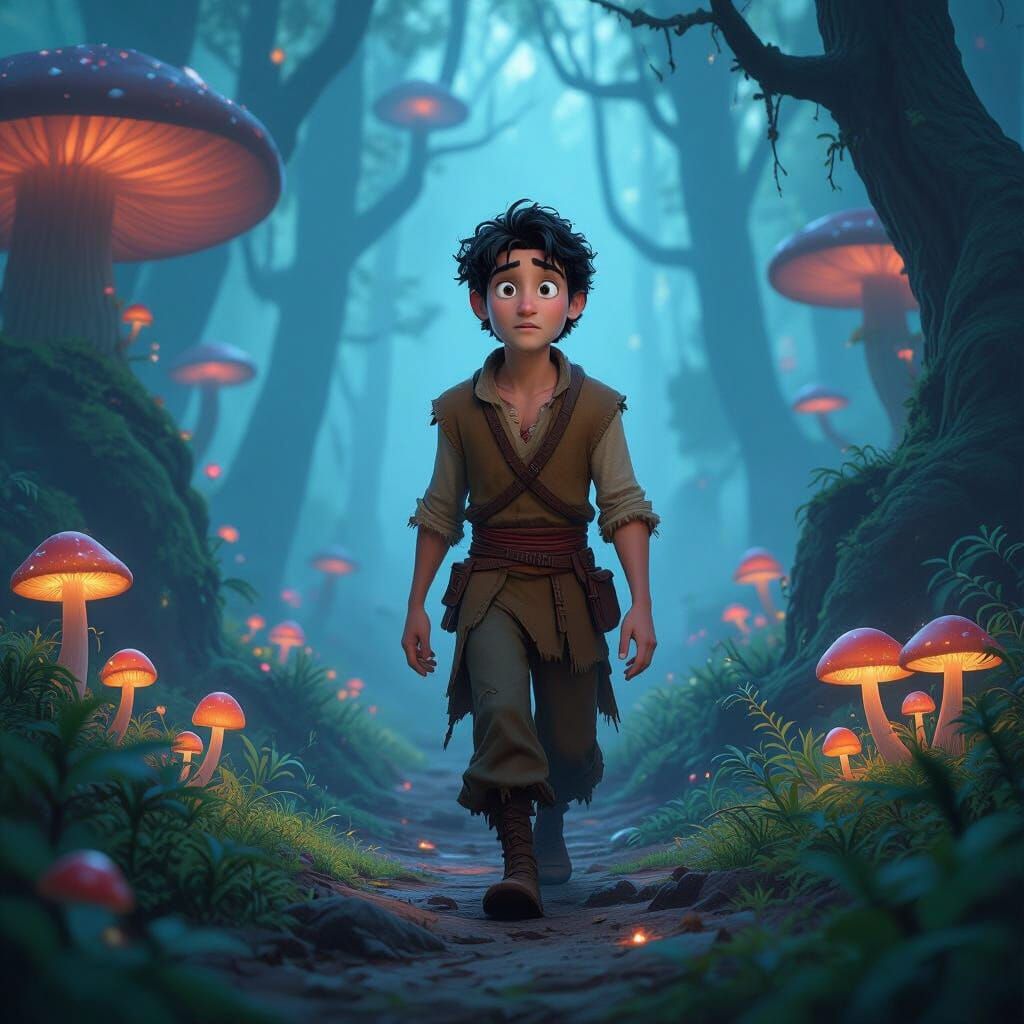 Magical Forest Adventure in 3D Disney Pixar Style