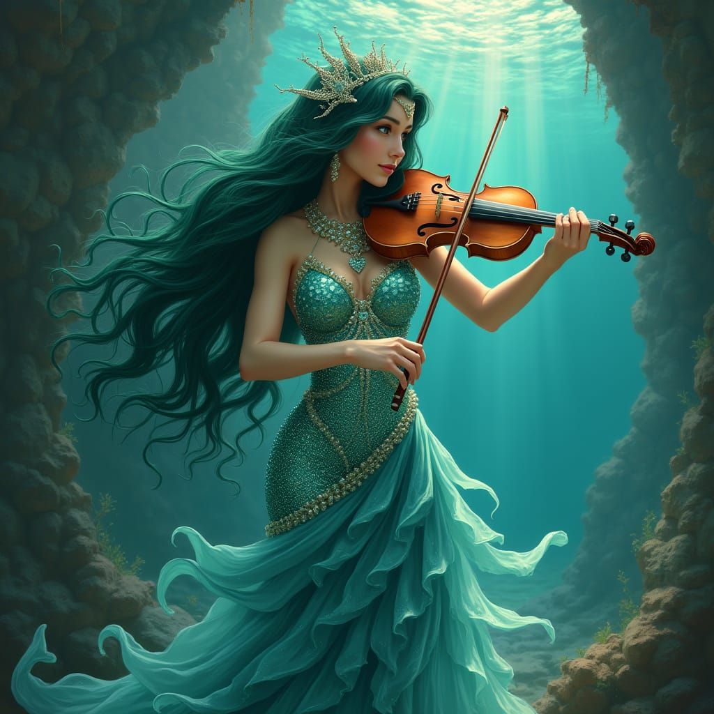 Goddess of the Sea Playing Violin