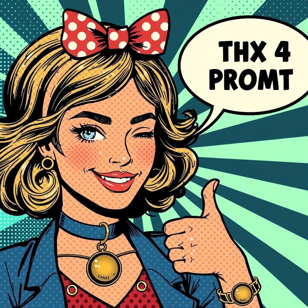 Pop Art Girl Giving Thumbs Up in Comic Style