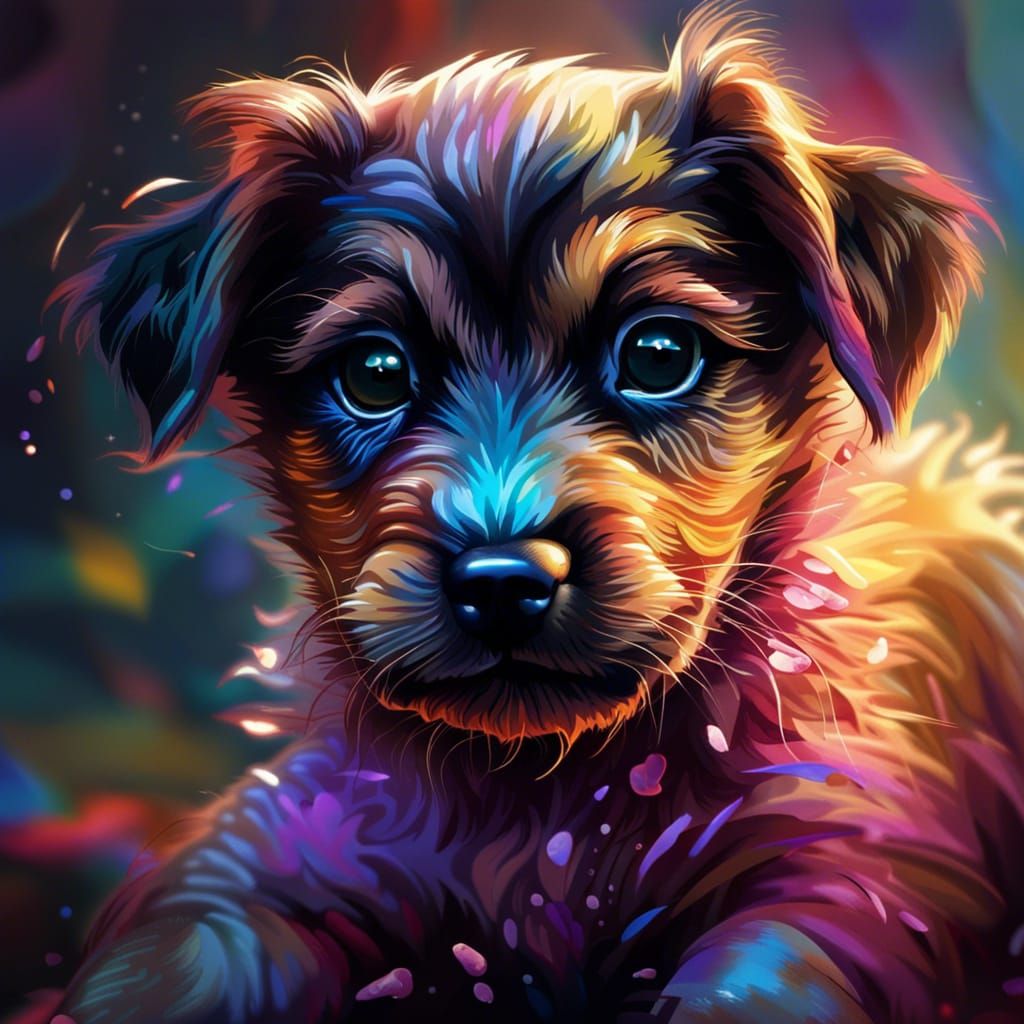 Hyperrealistic Cute Puppy with Dramatic Lighting