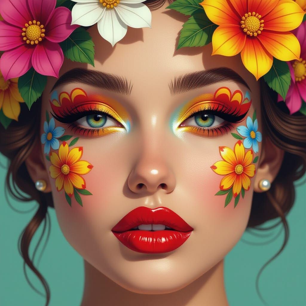 Floral Face Art Inspired by Pop Surrealism