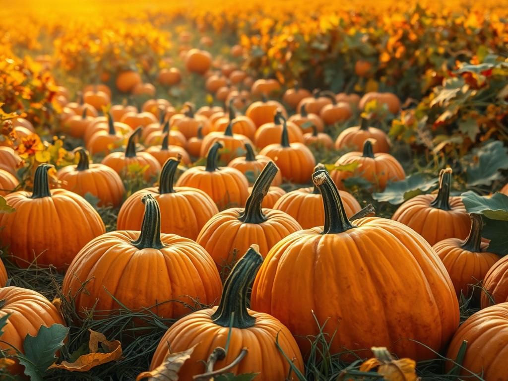 Pumpkin Patch at Dawn in Photorealistic Style