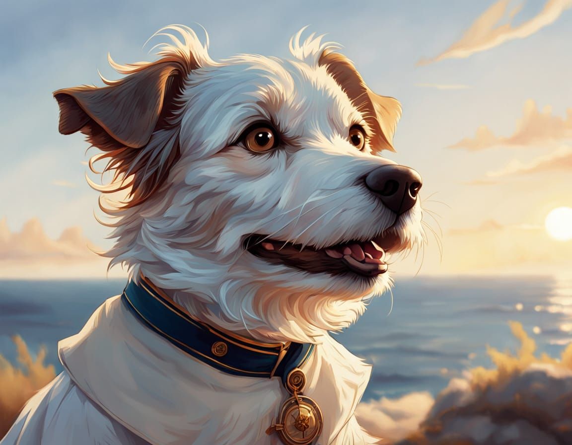 Anthropomorphic Dog in Sailor Suit, Vintage Illustration